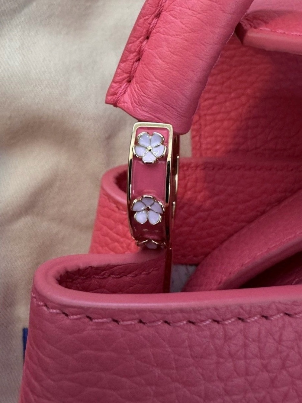 Louis Vuitton Pink Taurillon Mini Top Handle Bag with Crystal LV Logo - Picture 10 of 15